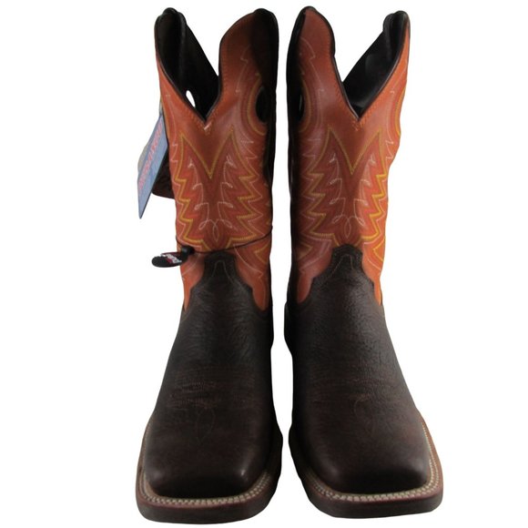 NWT Men's 13 Durango Rebel Cactus Western Boots - Bay Brown/Monarch Orange - Picture 3 of 5